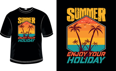 Summer t-shirt design template, Beach t-shirt Design, Summer vintage retro t-shirt design