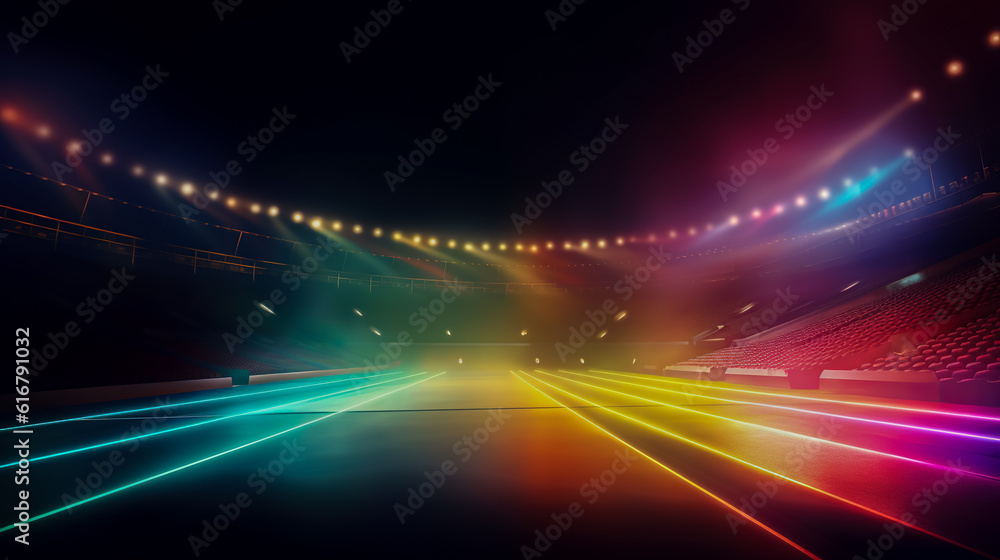 Aufkleber abstract background with neon lights and rays. generative ai