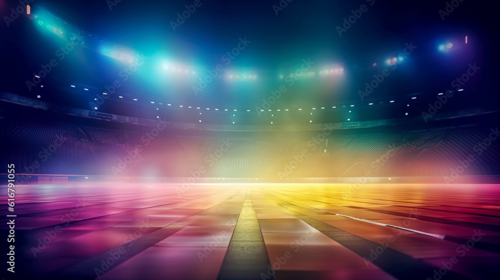 Aufkleber abstract background with neon lights and rays. generative ai