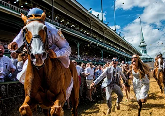 Foto op Canvas Joy at the horse race for the winner. Generative AI_ © Floren Horcajo