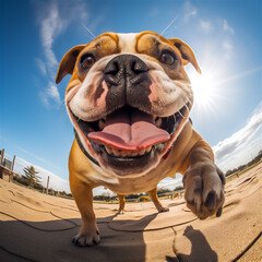 Close-up of Dog with Fish Eye Lens - Cute, Funny, Pet Photography, AI Generated