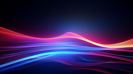 Abstract background with dynamic waves. Futuristic technology style, glowing wavy pattern of blue and red lines