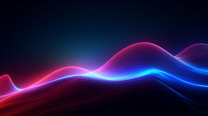 Fototapeta na wymiar Abstract background with dynamic waves. Futuristic technology style, glowing wavy pattern of blue and red lines
