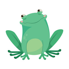 Cute Green Leaping Frog Character Sitting Vector Illustration