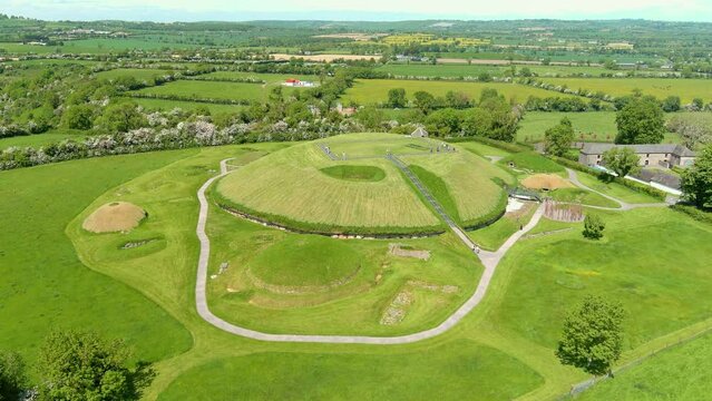 Aerial view of Knowth, the largest, most remarkable ancient monument in Ireland