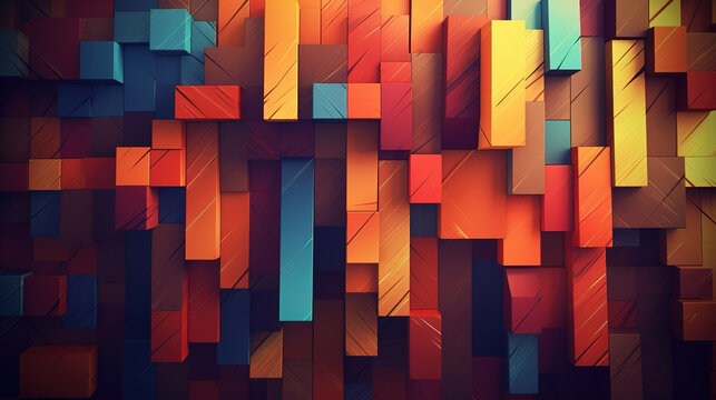 Fototapeta classic videogame inspired block cubes background, wallpaper artwork, ai generated image