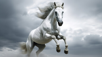 Obraz na płótnie Canvas a white majestic horse wallpaper, ai generated image