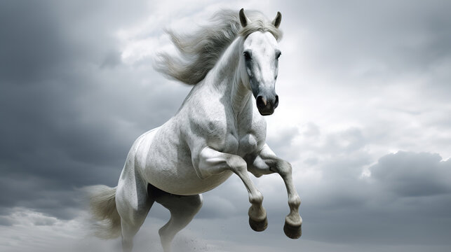 a white majestic horse wallpaper, ai generated image