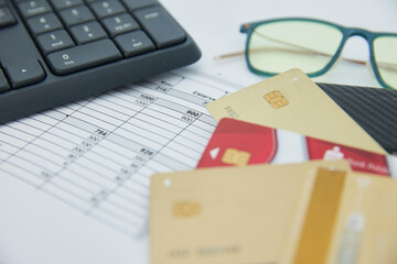 Credit card payment concept, financial reports