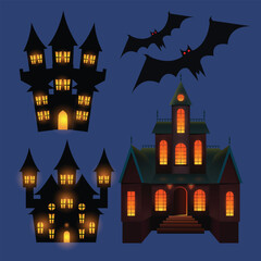 Fototapeta na wymiar halloween house with bats