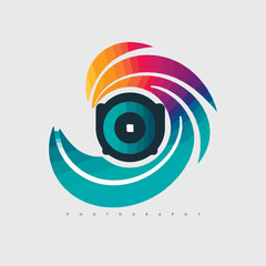 Obraz premium Modern abstract vector camera logo template. Photography logotype