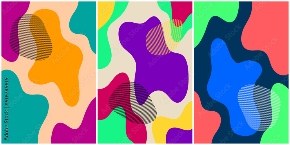 Poster abstract color fluid shape. minimal design.