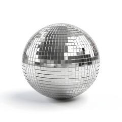 Silver disco ball isolated on white background, ai generated