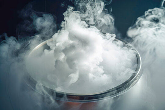 Liquid nitrogen, a commonly used cryogenic substance for long-term storage of biological samples. Its ultra-low temperature helps preserve the integrity and viability of the samples.