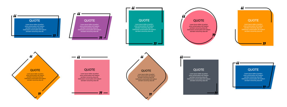 A set of various blanks for quotes, phrases or questions