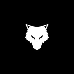 Wolf head logo isolated on black background 