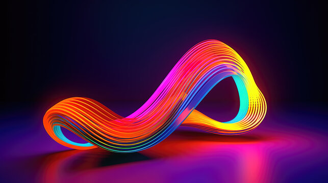 a modern abstract statue made with neon lights, wallpaper artwork, ai generated image