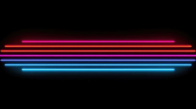 simple neon lights lines, horizontal style, ai generated image