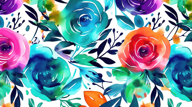 modern watercolor inspired roses artwork, ai generated image