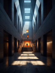 Fototapeta na wymiar Detail of futuristic architecture space, created with AI generative technology