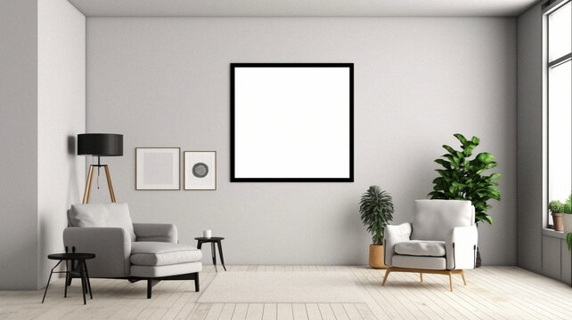 Mockup with an empty frame, created with AI generative technology