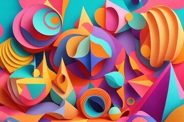 Photo of beautiful and colorful psychedelic paper shapes