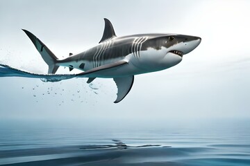 great white shark in water generated by Ai