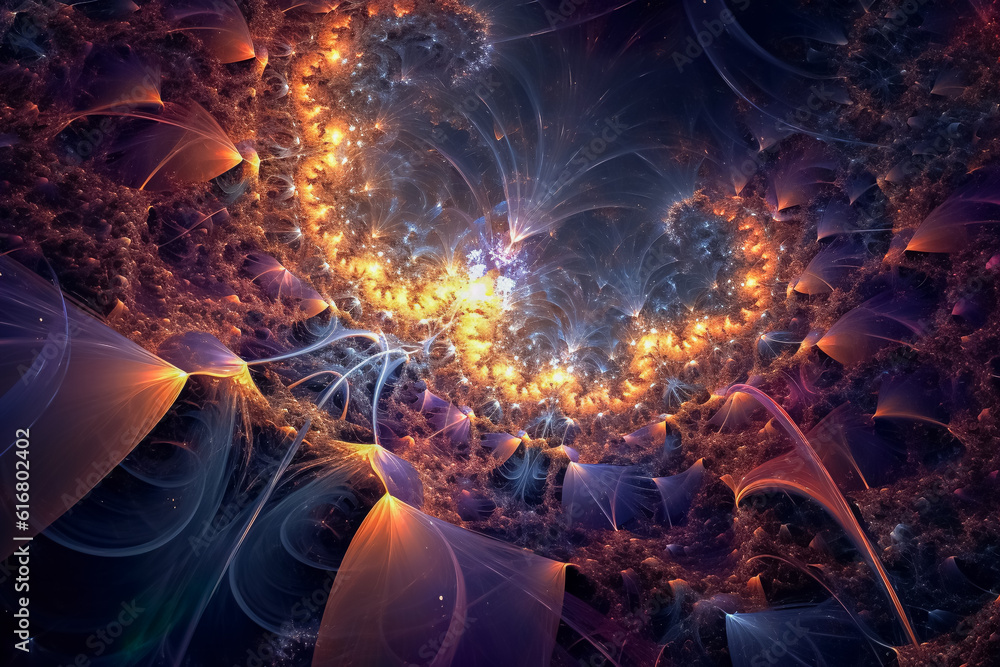 Poster 3d abstract computer fractal design. fractal is never-ending pattern. generative ai