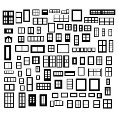 Fototapeta premium Vector illustration. Silhouettes of window frames. A large set of decorations.