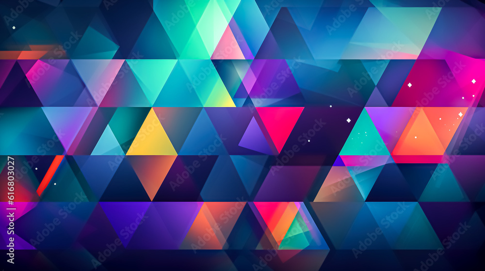 Poster Abstract colorful geometric background with triangles. Generative AI