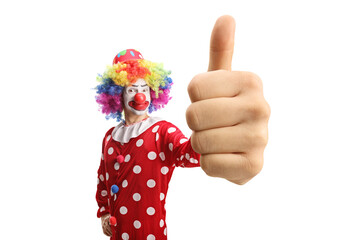 Funny clown gesturing thumbs up