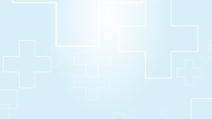 Abstract medical white blue cross pattern background.