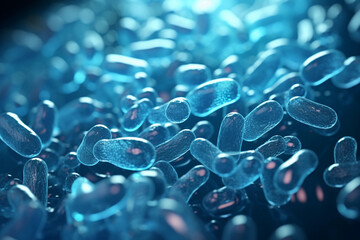 Bacteria generated with AI. 3d microscopic render. 3d image, perfect to use as a computer background, powerpoint présentation, linkedin post, website, portfolio