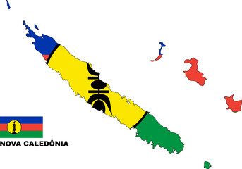 NOVA CALEDÔNIA Country Map Flag Illustration