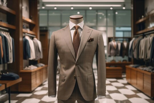 Timeless Suit Displayed in a Fashion Store. AI