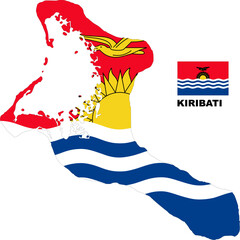 kiribati Country Map Flag Illustration