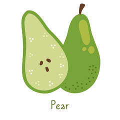 Pear isolated hand drawn illustration on a white background. Simple poster and card