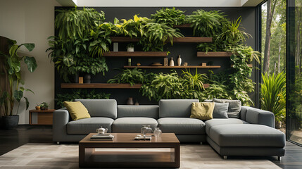 A Nature First Living Accent Wall: A Fusion of Art and Nature for Modern Spaces Powered by Multiple AI Models