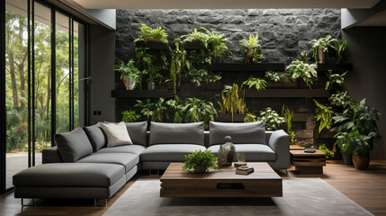 A Nature First Living Accent Wall: A Fusion of Art and Nature for Modern Spaces Powered by Multiple AI Models