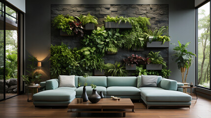 A Nature First Living Accent Wall: A Fusion of Art and Nature for Modern Spaces Powered by Multiple AI Models