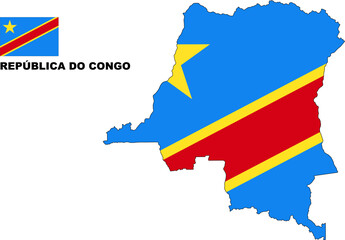 REPÚBLICA DO CONGO Country Map Flag Illustration