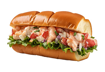 Lobster roll sandwich on transparent background. Generative AI.