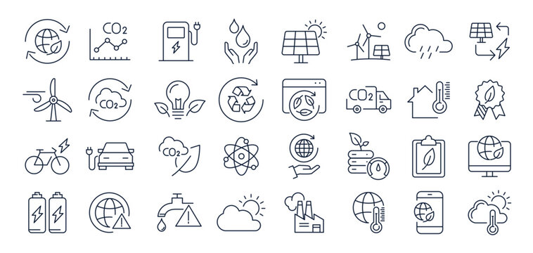 Climate change line icons