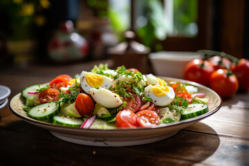 Fresh and Colorful Salad on Table
Generative AI
