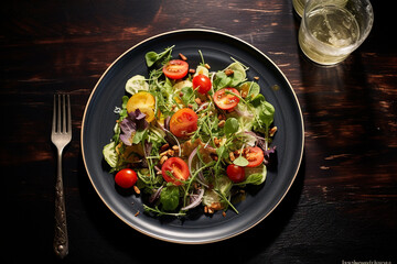 Fresh and Colorful Salad on Table
Generative AI