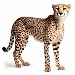 Majestic cheetah standing in front of a blank background created with generative ai technology