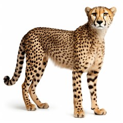 Majestic cheetah standing in a minimalist white background created with generative ai technology