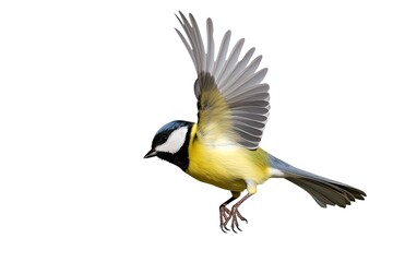 Flying bird with yellow and black feathers created with generative ai technology