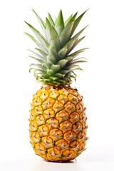Detailed close-up view of a fresh pineapple on a plain white background created with generative ai technology