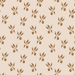 simple beige potted plants seamless vector pattern